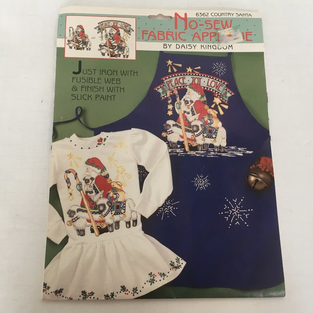 6362 country Santa no sew fabric applique by daisy kingdom peace love joy